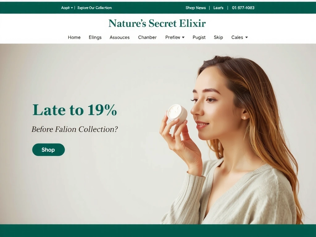 A radiant woman with clear, glowing skin, gently applying a facial cream in a serene, brightly lit bathroom setting. Represents women's skincare and anti-aging creams.